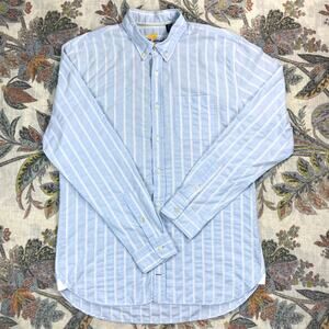 7 For All Mankind Blue White Stripe Long Sleeve Button Shirt M